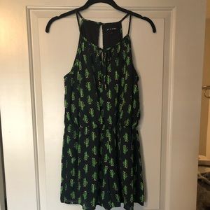 Black Cactus Print Romper - Size Large